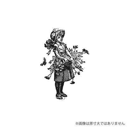 ラバースタンプ 輸入  100Proof Press 花かごを持った少女 Girl with Flower Basket #653