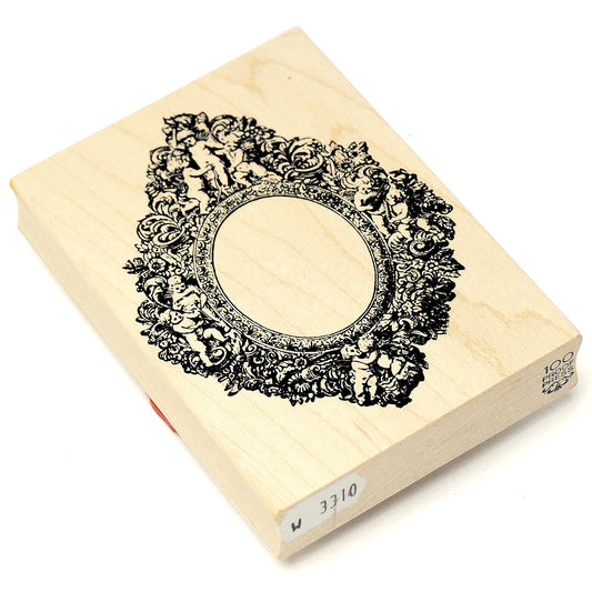 ラバースタンプ 100Proof Press #3310 天使の鏡 Cherub Encrusted Mirror