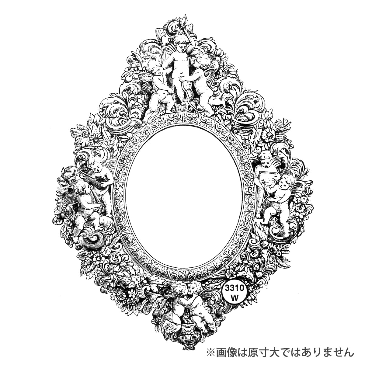 ラバースタンプ 100Proof Press #3310 天使の鏡 Cherub Encrusted Mirror
