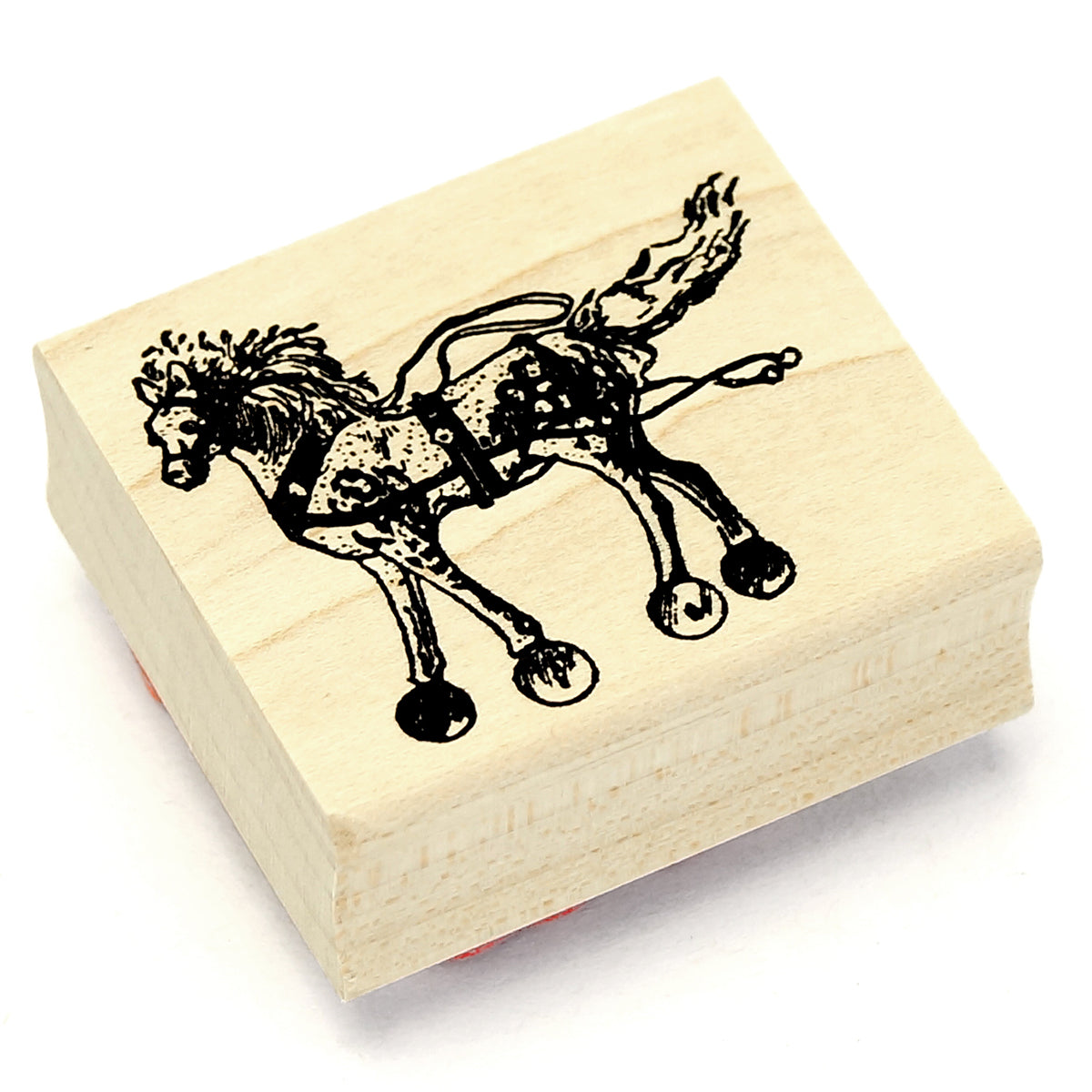 ラバースタンプ  100 Proof Press #6216 馬のオモチャ toy horse on wheels