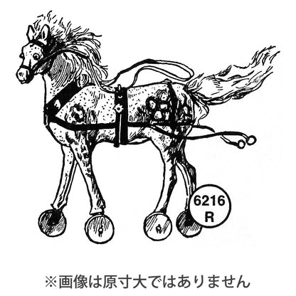ラバースタンプ  100 Proof Press #6216 馬のオモチャ toy horse on wheels