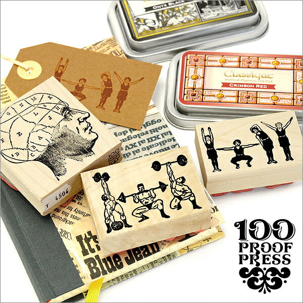 ラバースタンプ  100 Proof Press #5164 ウエイトリフターズ Weight Lifters