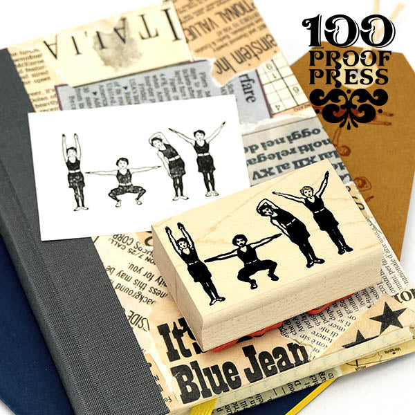 ラバースタンプ 100プルーフプレス 100 Proof Press #5156 エクササイズ女子 Exercising Girls はんこ アンティーク クラシック ヴィンテージ レトロ 輸入 ヨーロッパ