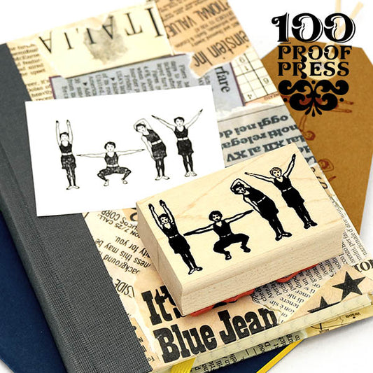 ラバースタンプ 100プルーフプレス 100 Proof Press #5156 エクササイズ女子 Exercising Girls はんこ アンティーク クラシック ヴィンテージ レトロ 輸入 ヨーロッパ
