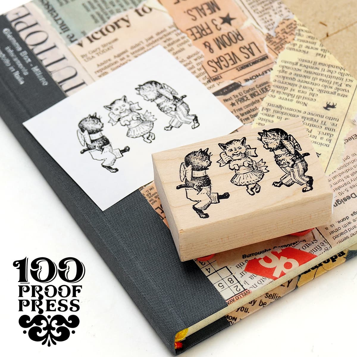 ラバースタンプ 100 Proof Press #2225 Three Cats Dancing