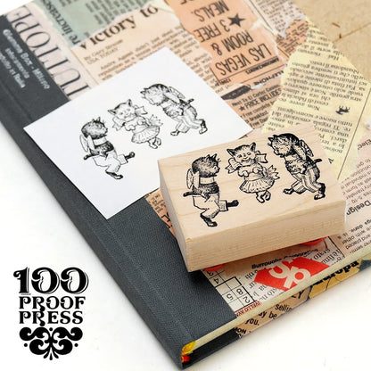 ラバースタンプ 100 Proof Press #2225 Three Cats Dancing
