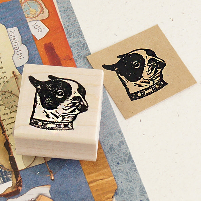 ラバースタンプ 輸入  100Proof Press 首輪をしたブルドッグ Collared Bulldog Head #3936