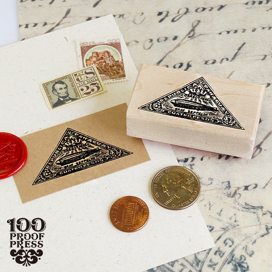 ラバースタンプ 輸入  100Proof Press  Triangular Zeppelin Stamp #4097 ツェッペリン 飛行船三角切手
