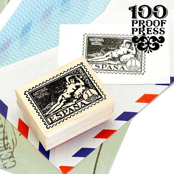 ラバースタンプ 100 Proof Press #4788 切手/スペイン Goya Nude Post