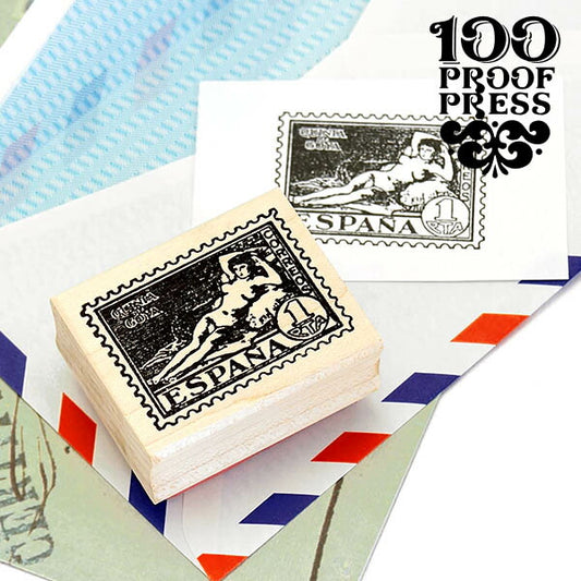 ラバースタンプ 100 Proof Press #4788 切手/スペイン Goya Nude Post