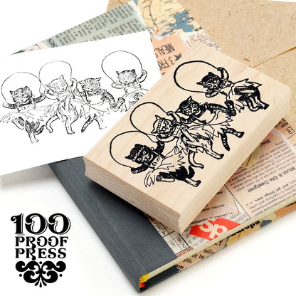 ラバースタンプ 100 Proof Press #5317 Kitties Jumping