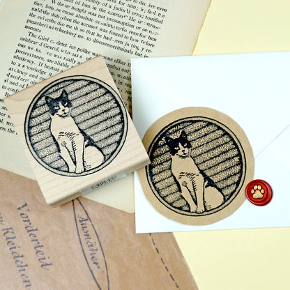 ラバースタンプ 100Proof Press #6814 Cat in a Circle サークルの中のネコ