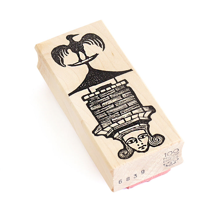 ラバースタンプ 輸入  100Proof Press 煙突に乗ったルーク Rook on Chimney on Head #6839
