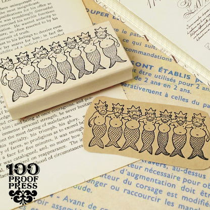 ラバースタンプ 100Proof Press #6844 Seven Mermen セブン・マーメン 人魚