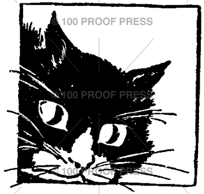 ラバースタンプ 輸入 100Proof Press Cat In Square #690 ねこ