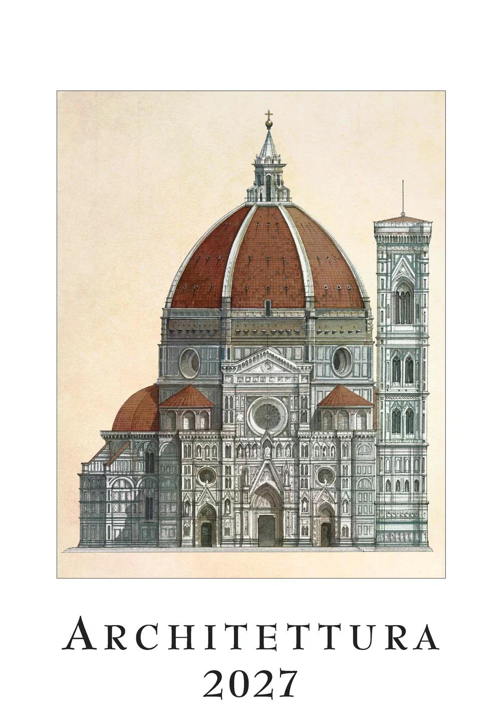 2027年 カレンダー ARCHITETTURA 35×50 イタリア製 直輸入 壁掛け 大判 おしゃれ アート ISTITUTO FOTOCROMO ITALIANO / I.F.I  ヴィンテージ 建築 世界遺産 イタリア アーキテクチャー フィレンツェ 大聖堂