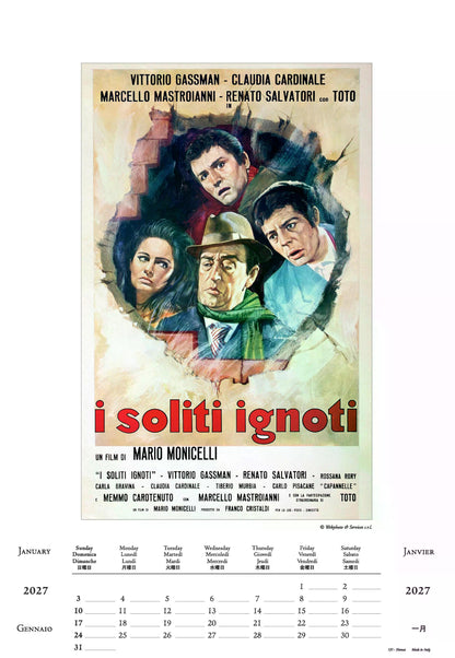 2027年 カレンダー CINEMA ITALIANO 35×50 イタリア製 直輸入 壁掛け 大判 おしゃれ アート ISTITUTO FOTOCROMO ITALIANO / I.F.I  ヴィンテージ イタリア 映画 シネマ dolce vita