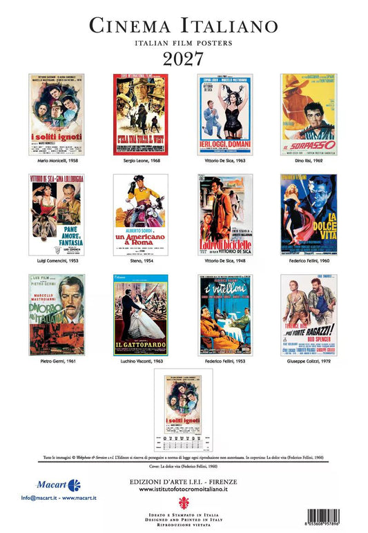 2027年 カレンダー CINEMA ITALIANO 35×50 イタリア製 直輸入 壁掛け 大判 おしゃれ アート ISTITUTO FOTOCROMO ITALIANO / I.F.I  ヴィンテージ イタリア 映画 シネマ dolce vita