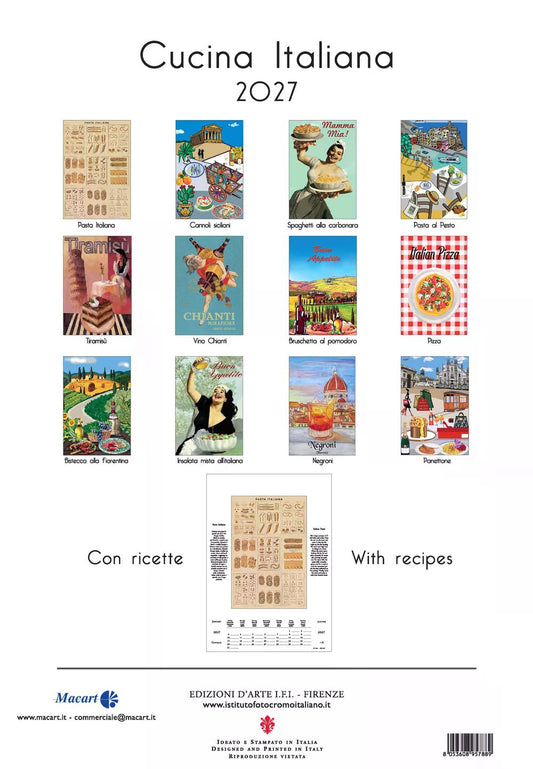 2027年 カレンダー Cucina Italiana 35×50 イタリア製 直輸入 壁掛け 大判 おしゃれ アート ISTITUTO FOTOCROMO ITALIANO / I.F.I  ヴィンテージ  イタリア料理 キッチン