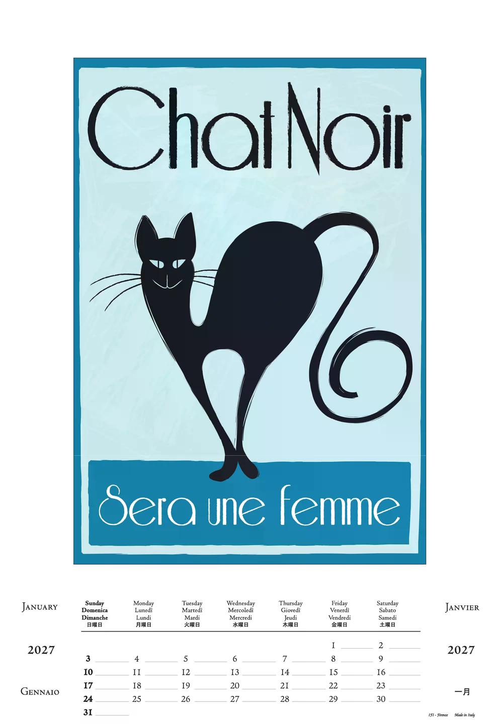 2027年 カレンダー GATTI ねこ 35×50 イタリア製 直輸入 壁掛け 大判 おしゃれ アート ISTITUTO FOTOCROMO ITALIANO / I.F.I  ヴィンテージ 猫  イタリア