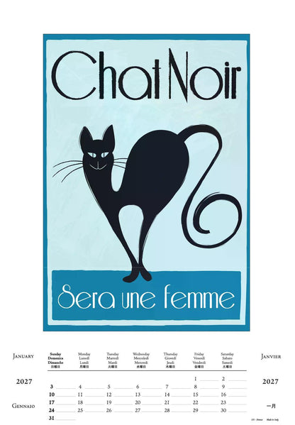 2027年 カレンダー GATTI ねこ 35×50 イタリア製 直輸入 壁掛け 大判 おしゃれ アート ISTITUTO FOTOCROMO ITALIANO / I.F.I  ヴィンテージ 猫  イタリア