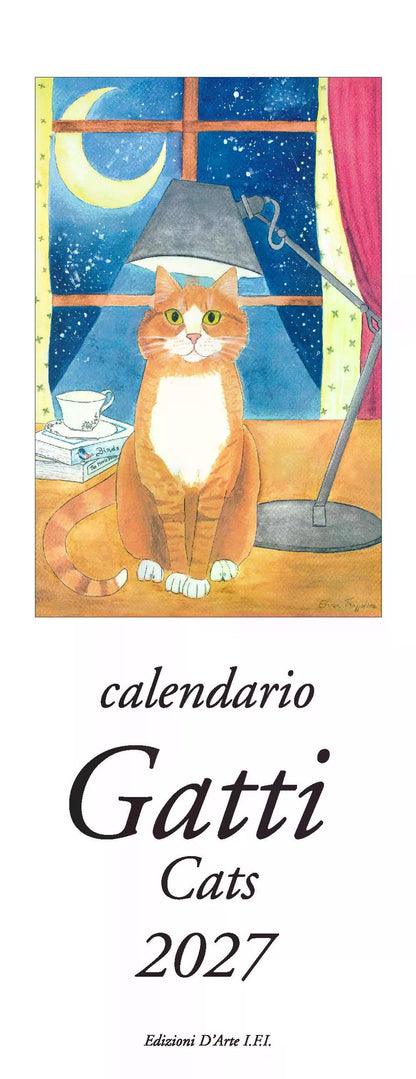 2027年 カレンダー Gatti ねこ イタリア製 縦長 13.5×34cm 直輸入 壁掛け スリム ヴィンテージ インテリア ISTITUTO FOTOCROMO ITALIANO / I.F.I  おしゃれ 猫 イタリア