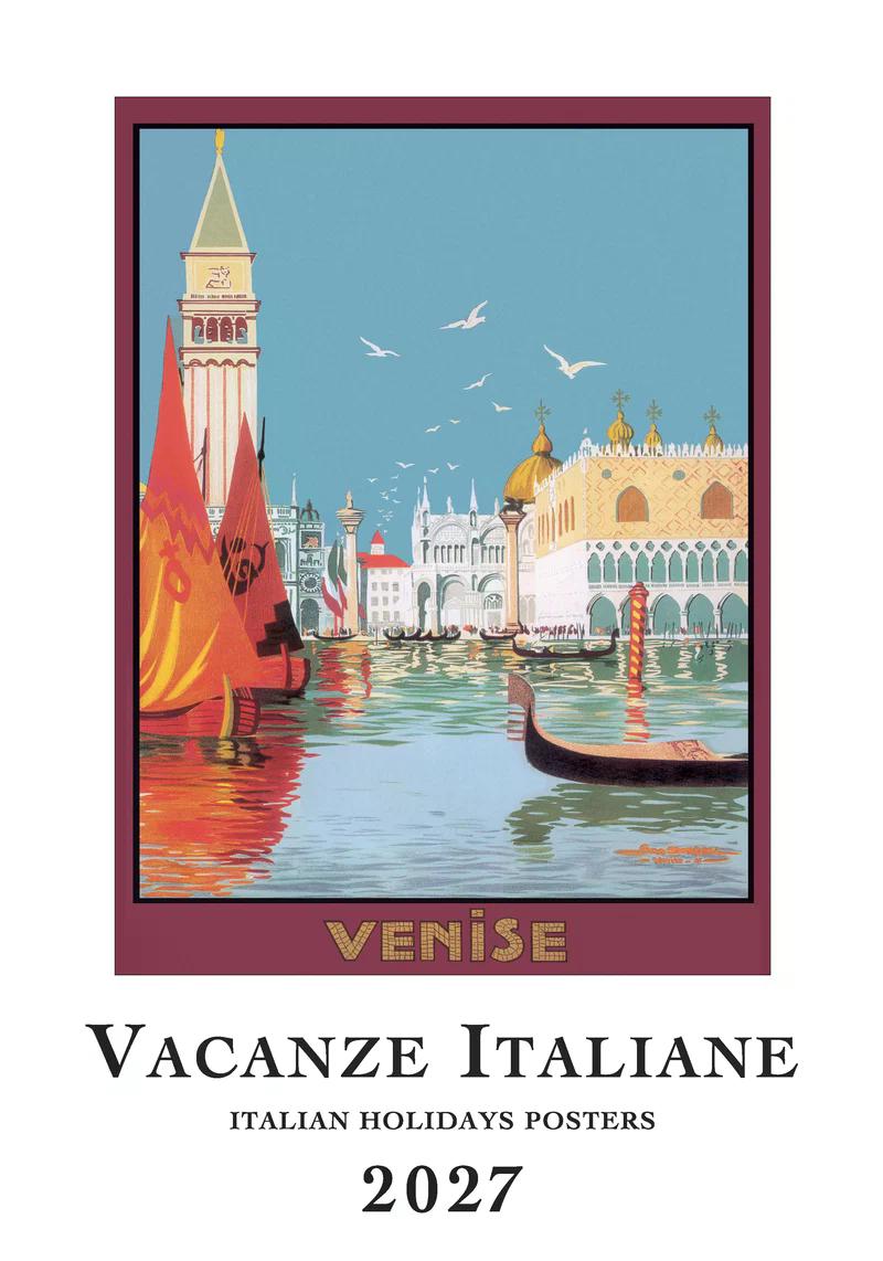 2027年 カレンダー VACANZE ITALIANE 35×50 イタリア製 直輸入 壁掛け 大判 おしゃれ アート ISTITUTO FOTOCROMO ITALIANO / I.F.I  ヴィンテージ イタリア バカンス リゾート