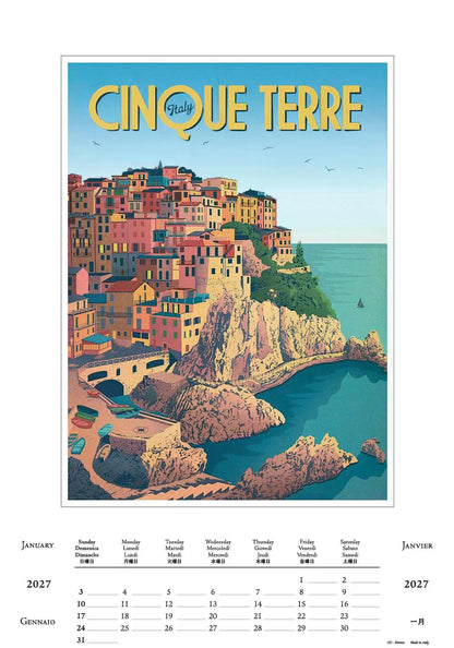 2027年 カレンダー VACANZE ITALIANE 35×50 イタリア製 直輸入 壁掛け 大判 おしゃれ アート ISTITUTO FOTOCROMO ITALIANO / I.F.I  ヴィンテージ イタリア バカンス リゾート