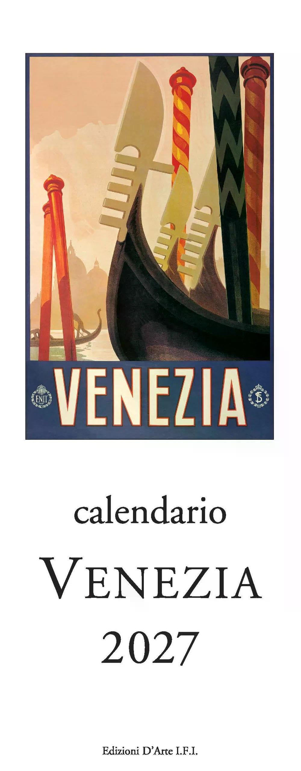 2027年 カレンダー VENEZIA ベネツィア イタリア製 縦長 13.5×34cm 直輸入 壁掛け スリム ヴィンテージ インテリア ISTITUTO FOTOCROMO ITALIANO / I.F.I  イタリア ベネチア