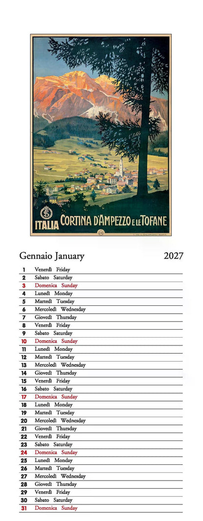 2027年 カレンダー VACANZE ITALIANE イタリア製 縦長 13.5×34cm 直輸入 壁掛け スリム ヴィンテージ インテリア ISTITUTO FOTOCROMO ITALIANO / I.F.I  おしゃれ イタリア バカンス