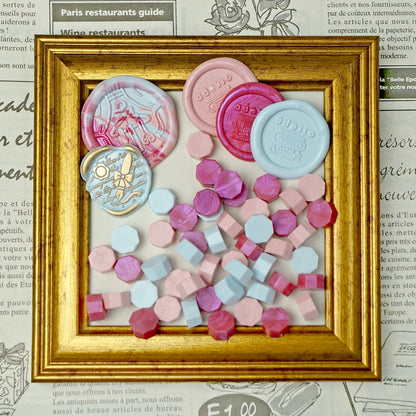 シーリングワックス MIX【Camellia mix】カメリア ミックスカラー シーリングワックスセット 可愛い マーブル シーリングスタンプ ピルタイプ 封蝋 手紙 招待状 結婚式 diy ＜ ルビーカメリア・ベビーカメリア・アイスブルー ＞  ピンク 水色【Prodused by adesso】