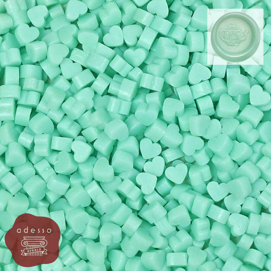 シーリングワックス ＜ milky green ＞ ミルキーグリーン 半透明 クリア シーリングスタンプ ワックス 20g  ハート型 ビーズ ピルタイプ 単品 【Prodused by adesso】 封蝋 手紙 招待状 結婚式 diy シーリング ワックス おしゃれ かわいい ミント 緑