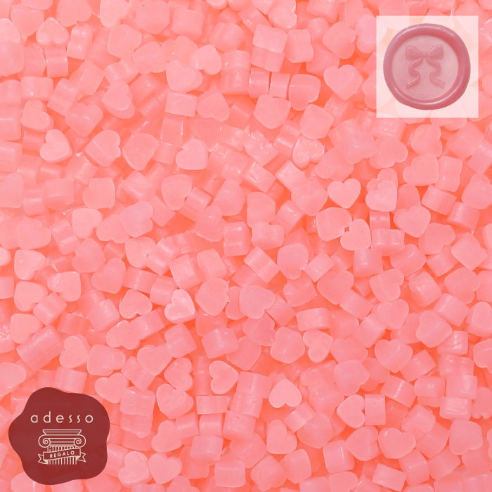 シーリングワックス ＜ milky pink ＞ ミルキーピンク 半透明 クリア シーリングスタンプ ワックス 20g  ハート型 ビーズ ピルタイプ 単品 【Prodused by adesso】 封蝋 手紙 招待状 結婚式 diy シーリング ワックス おしゃれ かわいい ピンク 桃色